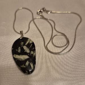 Clearance Sale***Sterling Silver Necklace With Jasper Pendant